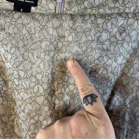 Vintage INC 100% Silk Slip Dress Sz 4 Gray Iridescent Floral Y2K Soft Girl - Picture 12 of 13